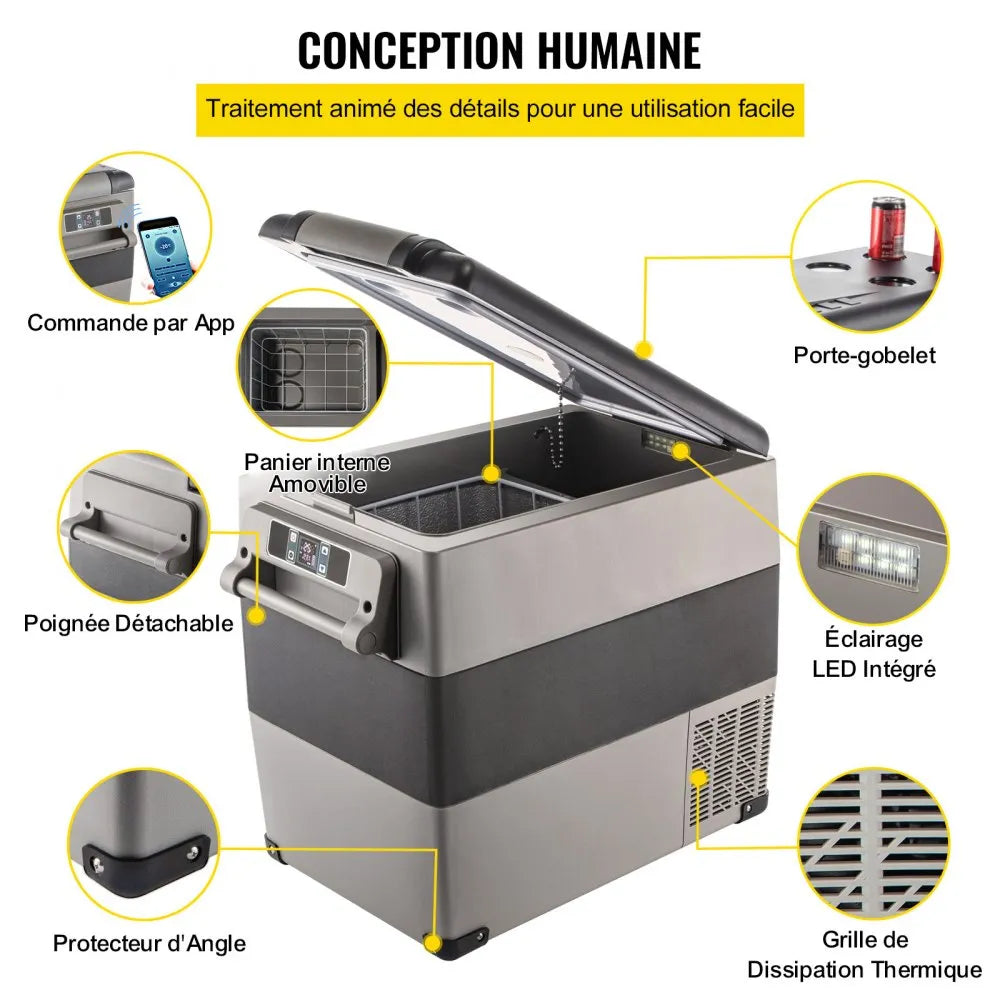 VEVOR Mini Réfrigérateur Frigo Portable 55L Voiture